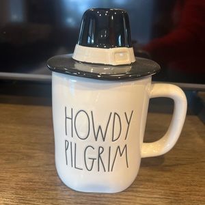 Rae Dunn - Howdy Pilgrim - Mug and Topper NWOT